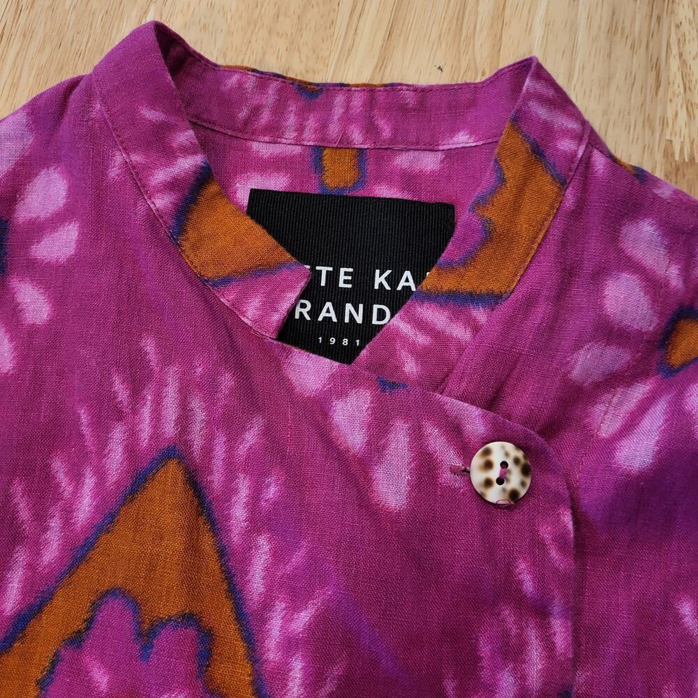 Bitte Kai Rand Batik Dyed Pink Double Breasted Button Blouse 18" Pit 2 PIT Small - Picture 5 of 12